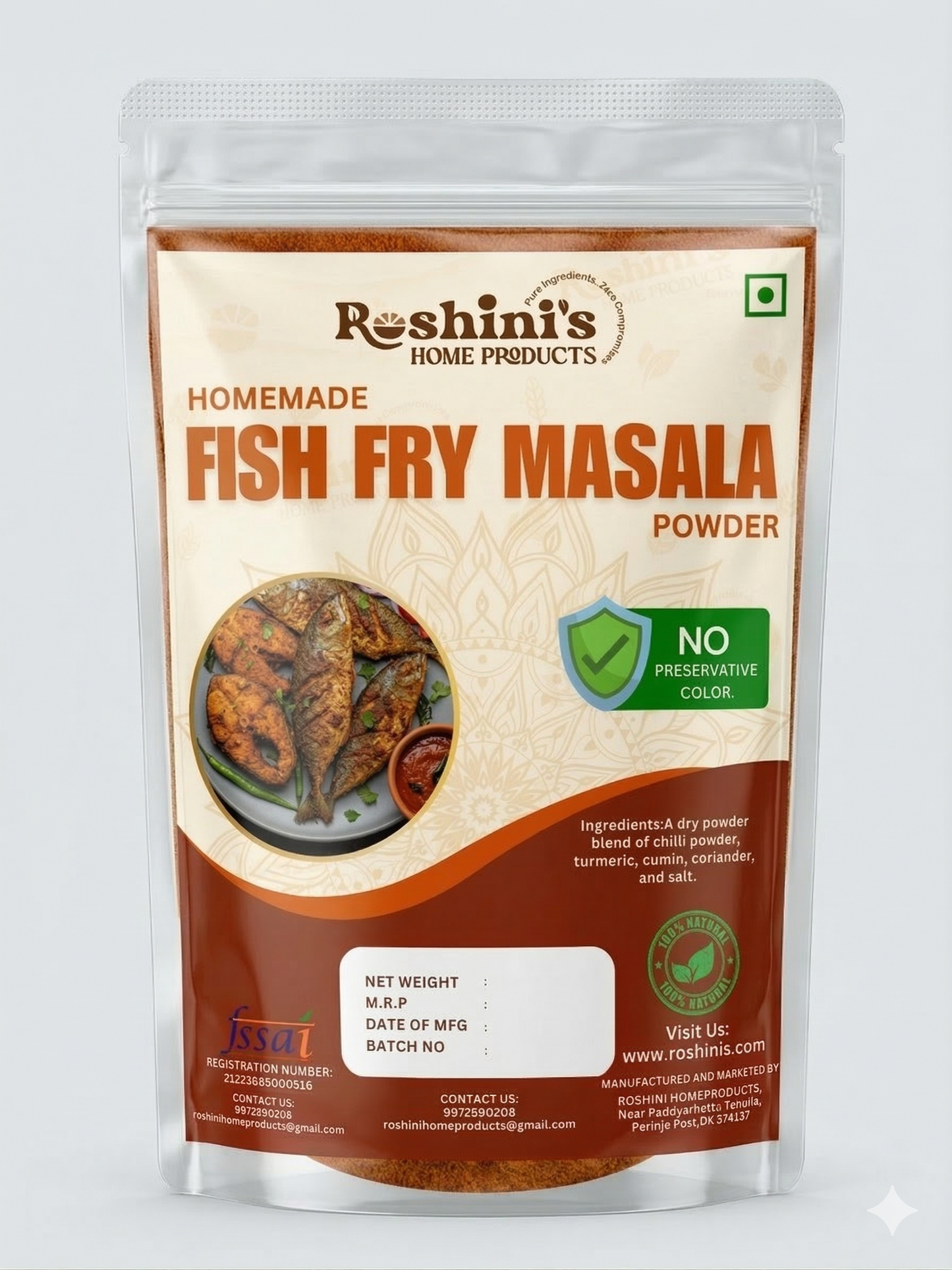 Roshini’s Fish Fry Masala Powder – Spicy Coastal Fish Fry Spice Mix