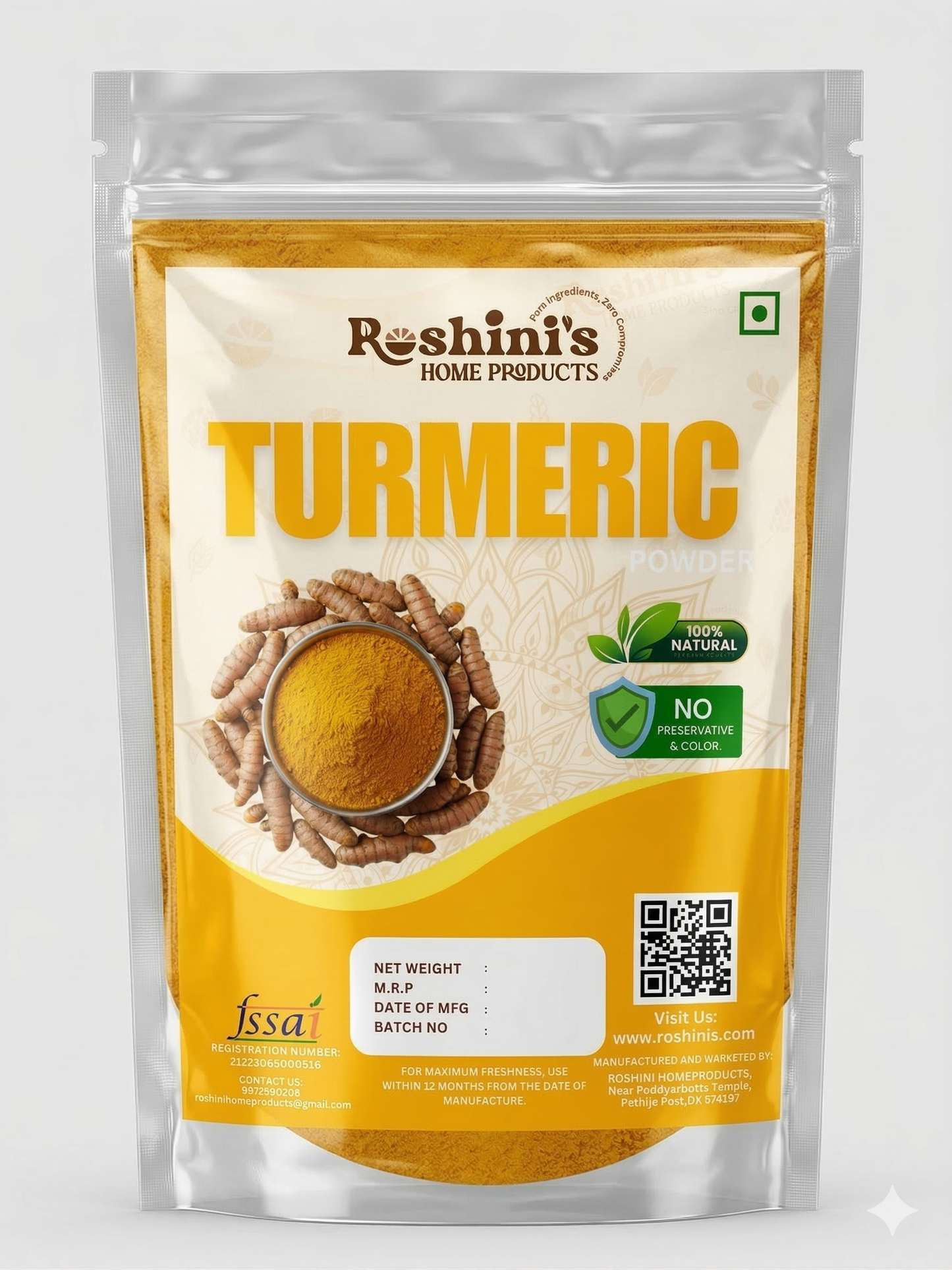 Roshini’s Turmeric Powder – Pure Natural Haldi for Cooking & Health