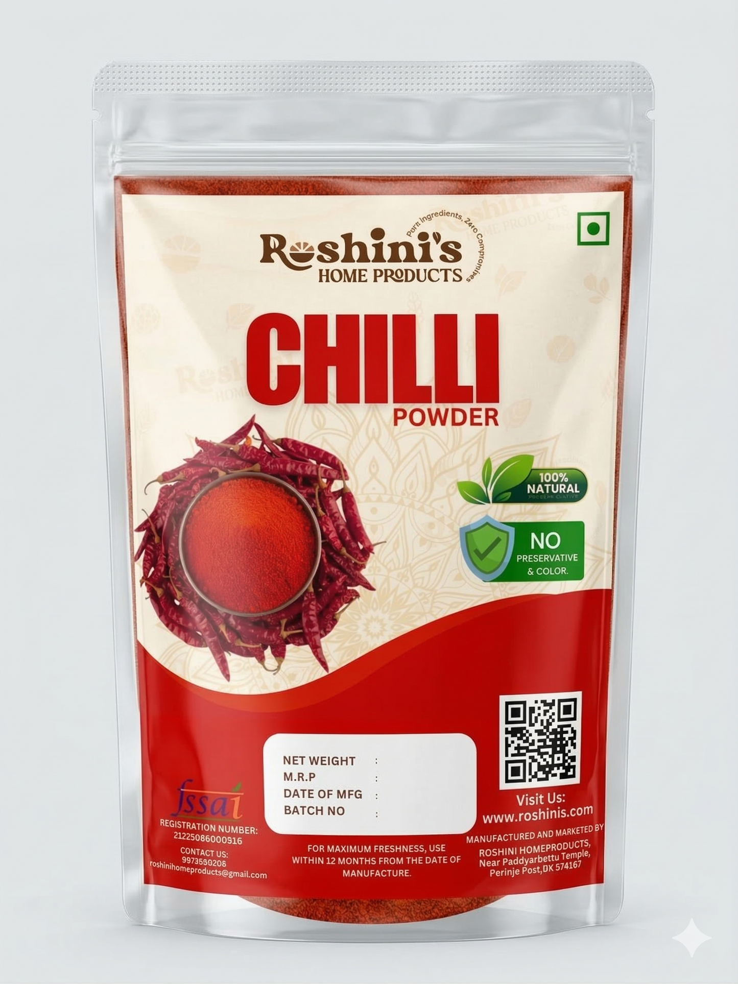 Roshini’s Chilli Powder – Premium Red Chilli Powder for Cooking