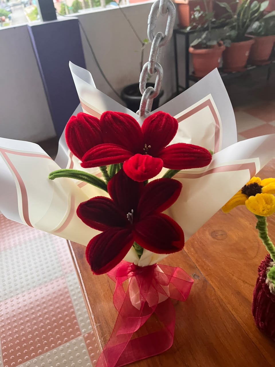 Handmade Velvet Lily Bouquet (3 Stems)