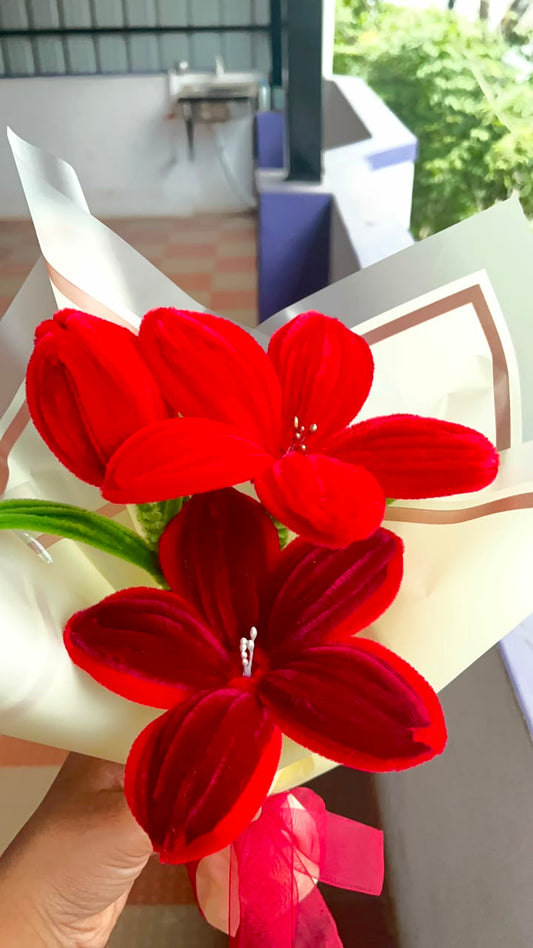 Handmade Velvet Lily Bouquet (3 Stems)