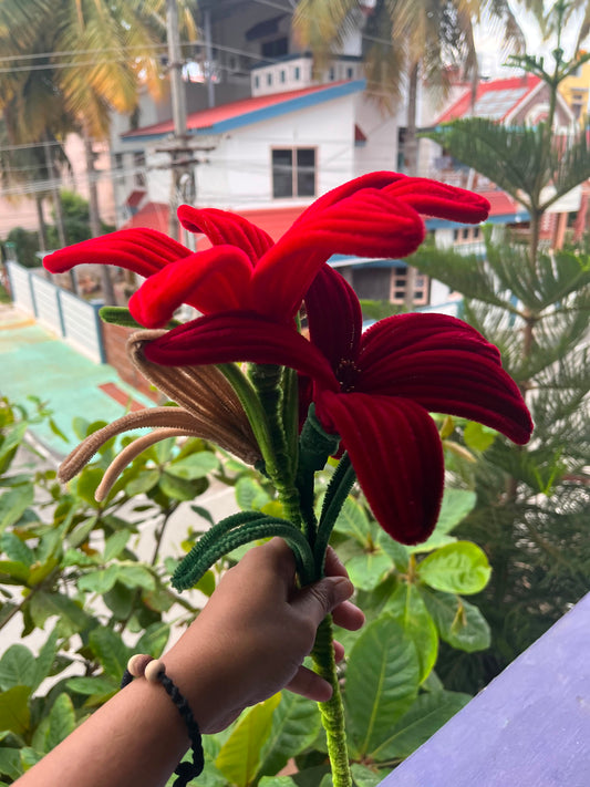 Handmade Velvet Lily Stem Arrangement (Unwrapped Bouquet / DIY Stem Pack)